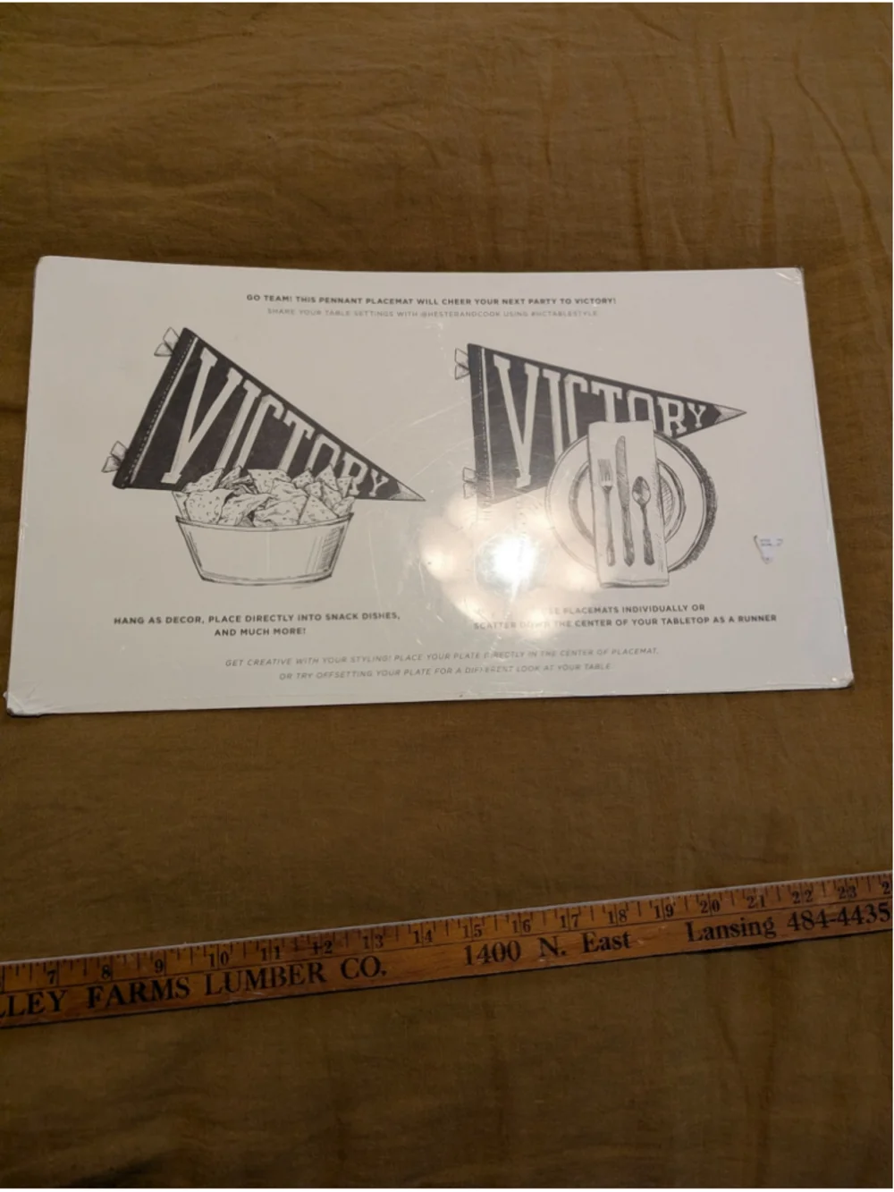 Hester and Cook victory penent placemats